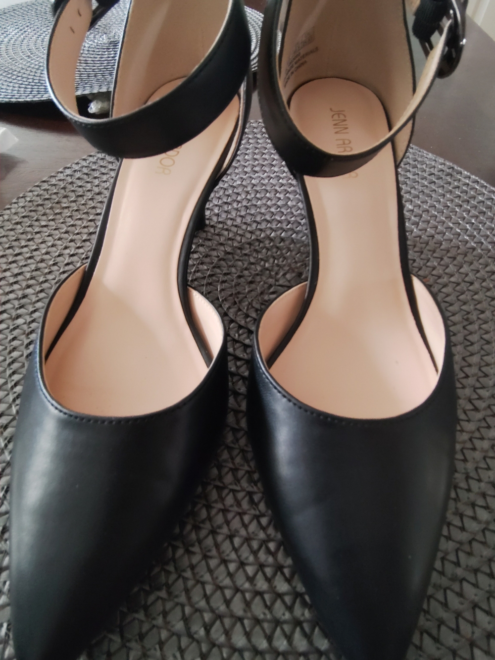 Black Pointed Toe Ankle-Strap Women's Pumps